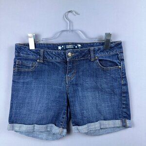 Celebrity Pink Denim Jean Shorts Womens Size 9 Low Rise Rolled Cuff Hem Blue